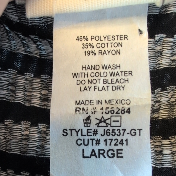 Caution To The Wind Black and White Patterned Midi V Neck Wrap Dress L     CC147 - Picture 6 of 6